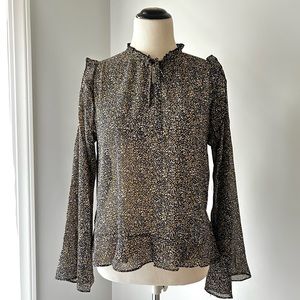 🌸NWT Easel Ruffled Printed Chiffon Blouse. Tie Neck Closure. 1 SM 1 M 1 LG